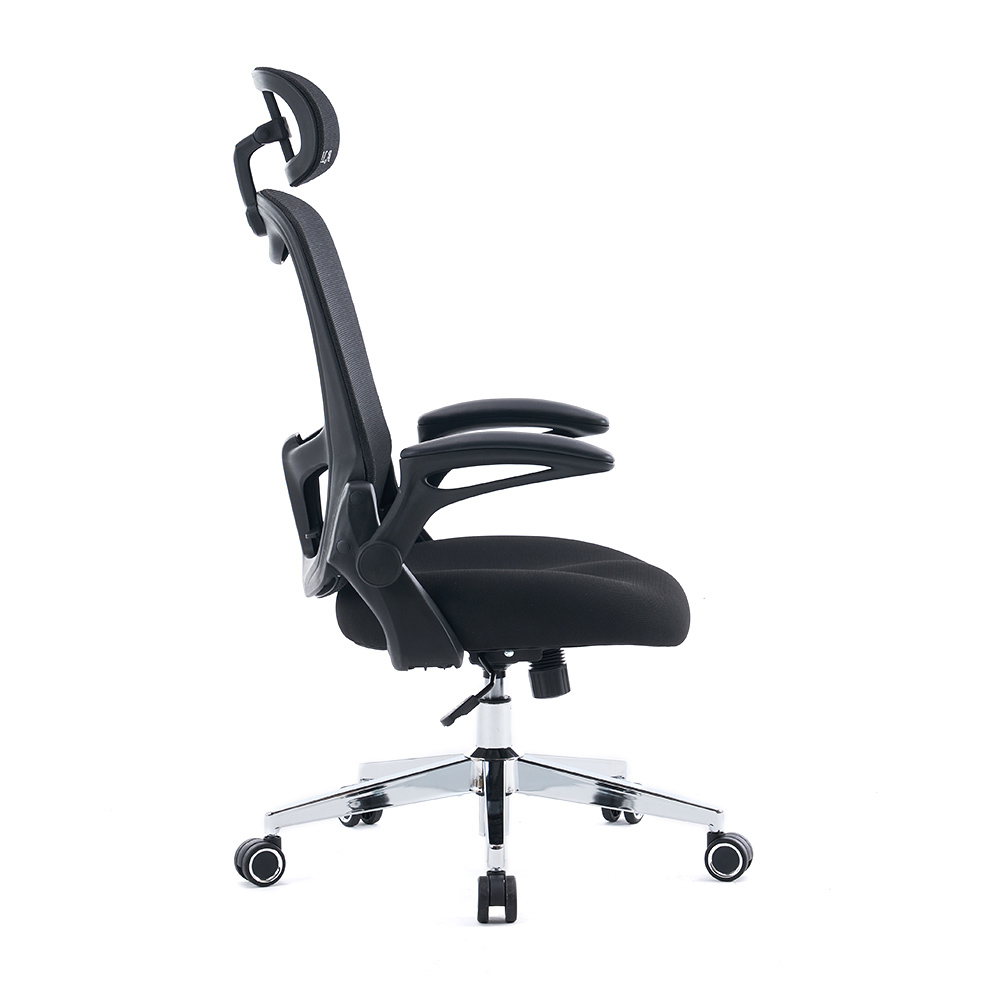 5140 Itim/puting ergonomic mesh na upuan sa opisina, mataas na likod na upuan sa computer