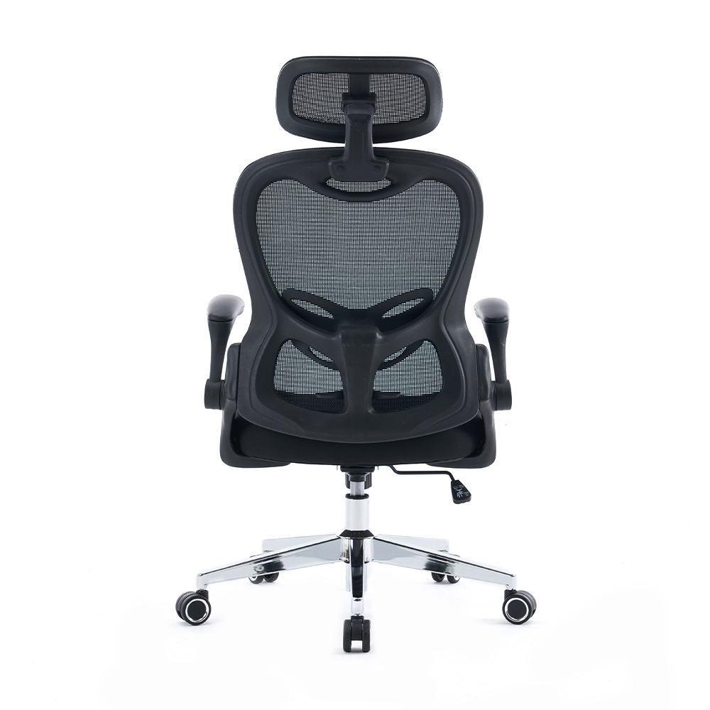 5140 Itim/puting ergonomic mesh na upuan sa opisina, mataas na likod na upuan sa computer