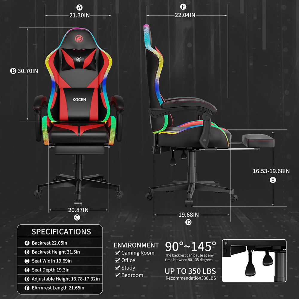 PU Leather Fabric Gaming Chair, Esports Chair na May Multi-color Adjustable RGB Lights, USB Powered, Remote Control PU Leather Fabric Gaming Chair, Esports Chair na May Multi-color Adjustable RGB Lights, USB Powered, Remote Control
